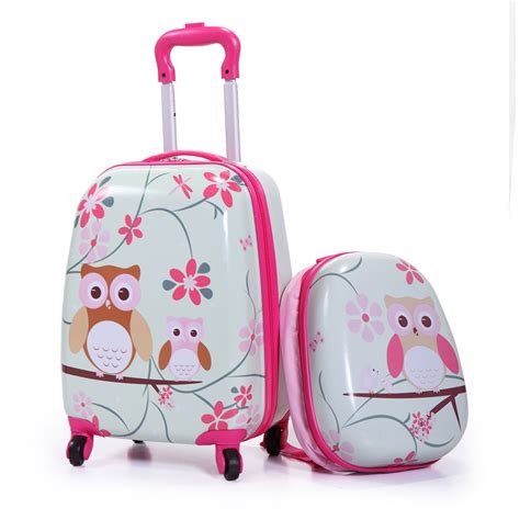 Nufazes 2pc Carry On Luggage With Wheels Kids Rolling Suitcase Backpack