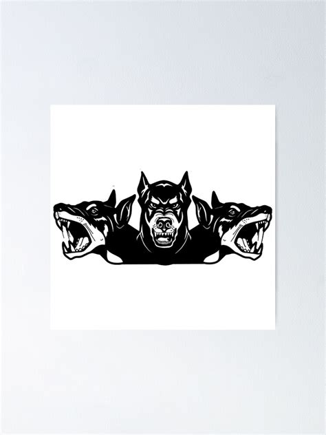 Black And White Deadly Cerberus Doberman Poster For Sale By Cesarcali