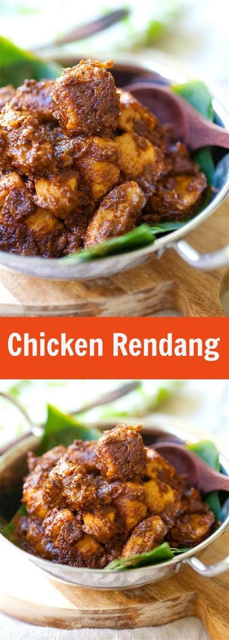 Boil the coconut milk with spices are blended, put turmeric leaves, lime leaves and tamarind kandis, salt. Chicken Rendang (The Best and Authentic Recipe!) - Rasa ...