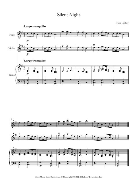 Silent Night Sheet Music For Piano Trio