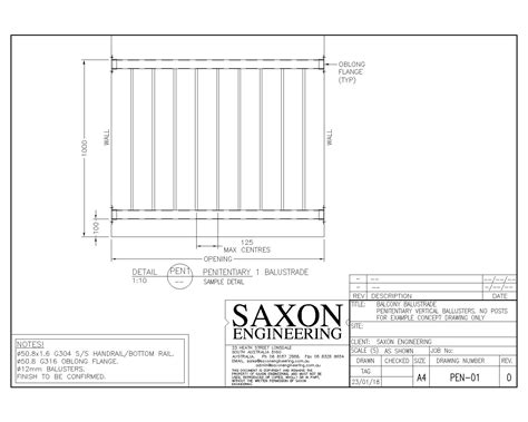 Select & specify featured cad drawings in your design projects. Handrail and Balustrade Drawings - Saxon Engineering