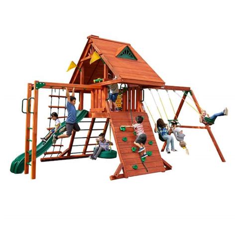 Gorilla Playsets Sun Palace Ii Wooden Outdoor Playset With Monkey Bars