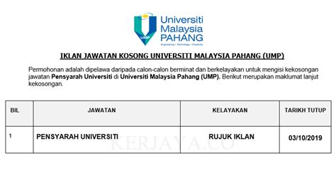 Senarai kerjaya pilihan negeri johor, kedah, kelantan, melaka, negeri sembilan, pahang, perak, perlis, pulau pinang, sabah, sarawak, selangor & terengganu. Jawatan Kosong Terkini Universiti Malaysia Pahang (UMP ...