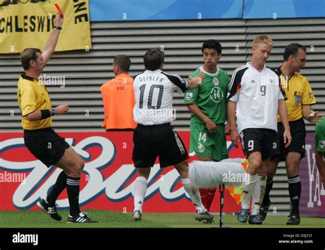 Dpa Referee Breeze Shows German Soccer Player Mike Hanke 2nd From
