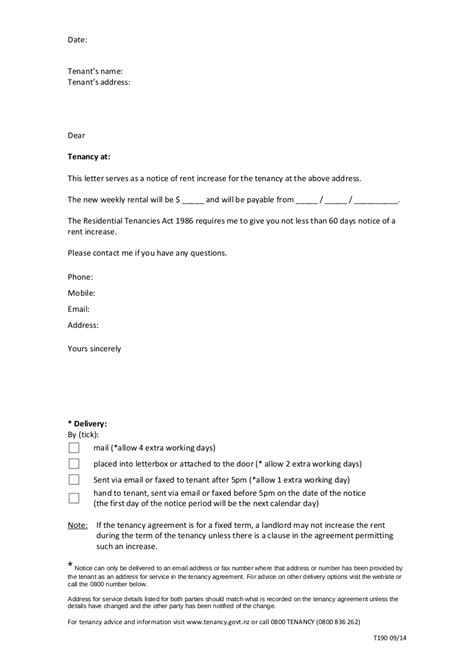 Rental Increase Letter 7 Examples Format Sample Examples Free Hot