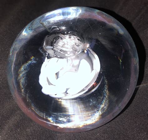Clear Glass Paperweight With Rose Etsy