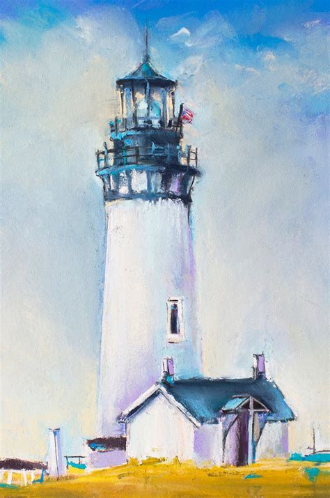 Lighthouse Painting Original Art Soft Pastel Landscape Oregon Etsy