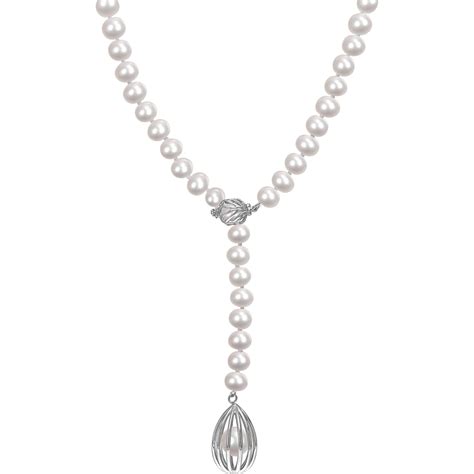 Sofia B Sterling Silver Freshwater Cultured Pearl Lariat Necklace