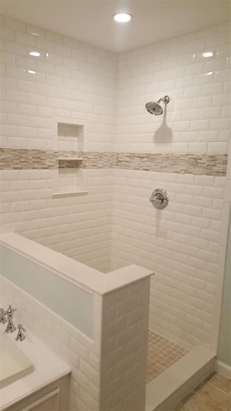Updated Master Bath Tile Shower Niche Custom Tile Shower Subway