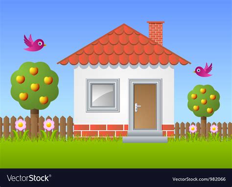 Fruit Garden With House Royalty Free Vector Image