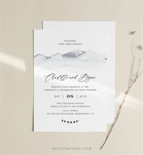 Rustic Wedding Invitation Set Template Mountain Retreat Etsy