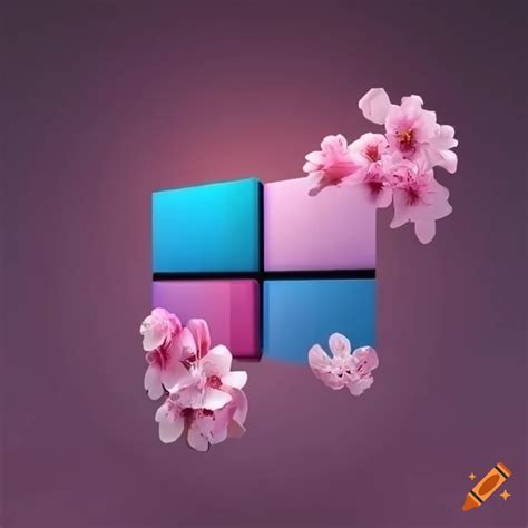 Microsoft Windows 10 Logo With Cherry Blossom Design