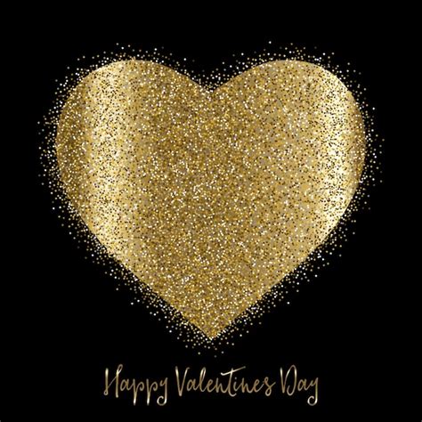 Free Vector Valentines Day Background With Gold Glittery Heart