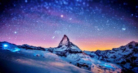 Snow Mountain Wallpaper Hd Snow Mountain In Night Landscape