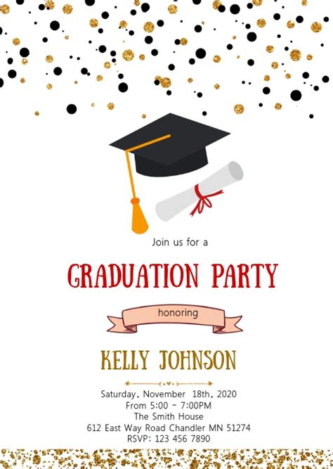 Engagement party invitations with photo. Confetti graduation party invitation Template | PosterMyWall