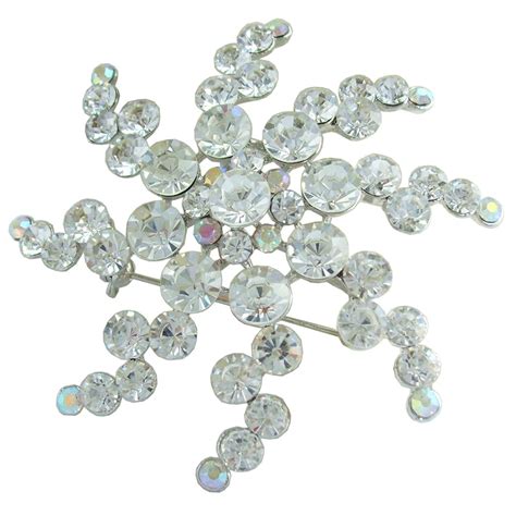 Sindary 275 Wedding Bridal Snowflake Brooch Pin Clear Austrian