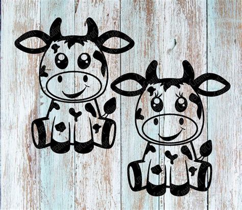 Cute Cow Zentangle Svg Dxf Eps Digital Download Baby Cow Svg Etsy