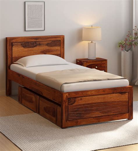 Buy Nuevo Sheesham Wood Single Bed In Scratch Resistant Honey Oak