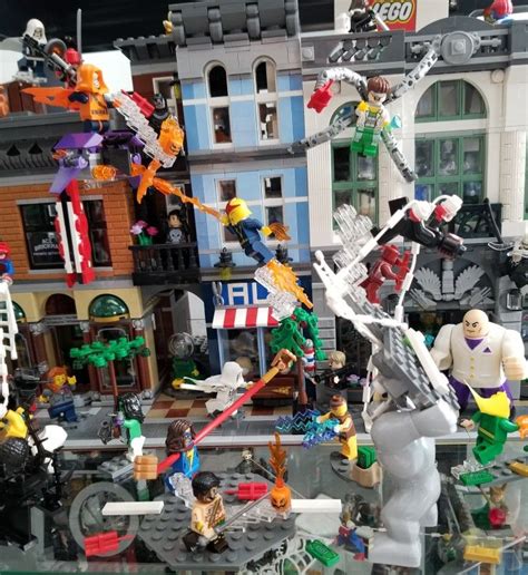 Lego Marvel Moc Display Street Battle Heroes Vs Villains Lego