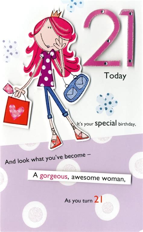 21st Female Happy Birthday Greeting Card Cards Love Kates