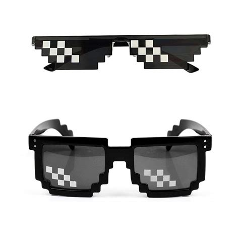 Thug Life Glasses Deal With It Glasses Pixeles Women Men Black Mosaic Sunglasses Artículos De