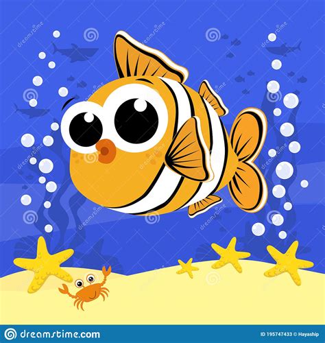 Cute Little Baby Clownfish Cartoon Stock Illustration Illustration Of