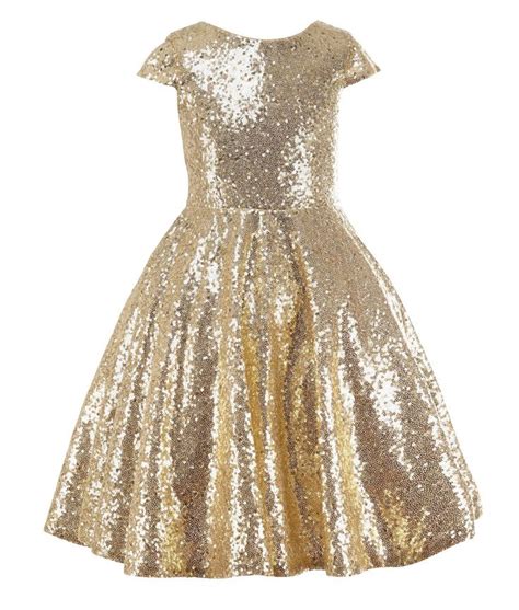 Princhar Gold Sequin Flower Girl Dresses Short Party Kids Dress For