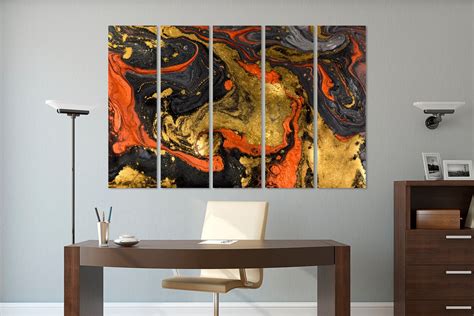 Black And Gold Canvas Abstract Wall Art Etsy