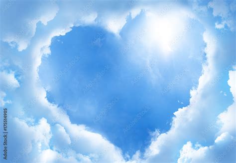 Heart Frame Shaped Clouds On Sky Background Stock Photo Adobe Stock