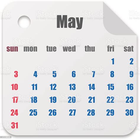 Kalender Untuk Bulan Mei Ilustrasi Vektor Ilustrasi Stok Unduh Gambar