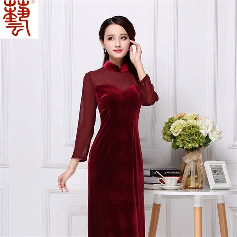 Pretty Red Velvet Qipao Cheongsam Chinese Dress Qipao Cheongsam