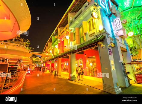 Singapore May 5 2018 Street View Of Clarke Quay With Lights And