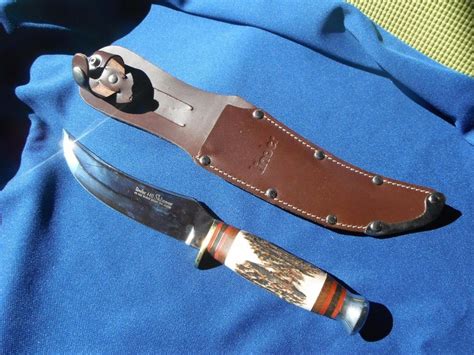 Original German Linder Bowie Knife With Stag Handle 440a Stainless