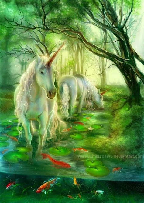 Unicorns In The Forest Fantasy Unicorn Unicorn And Fairies Fantasy