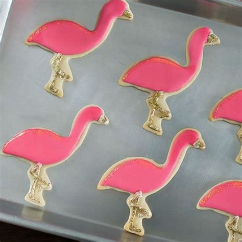 Flamingo Cookies Neon Pink Flamingos With Edible Gold Glitter Perfect For A Tropical Summer