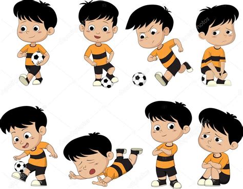 Cartoon Soccer Kid With Different Pose Stock Vector Image By ©eempris