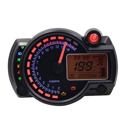 Universal Motorcycle Meter Multifunction Lcd Digital Tachometer Odometer Rpm Adjustable In