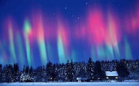 Aurora Borealis Over Lappland Norway