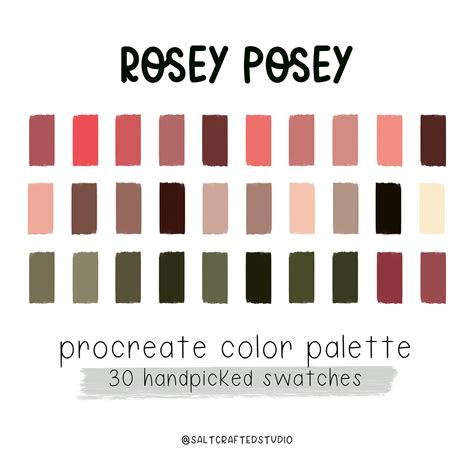 Rosey Posey Procreate Color Palette Color Swatches Procreate Etsy