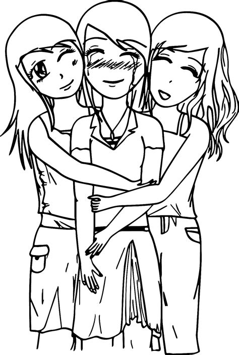 Three Best Friends Coloring Page Free Printable Coloring Pages