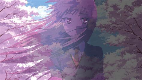 Wallpaper Drawing Illustration Long Hair Anime Purple Cherry