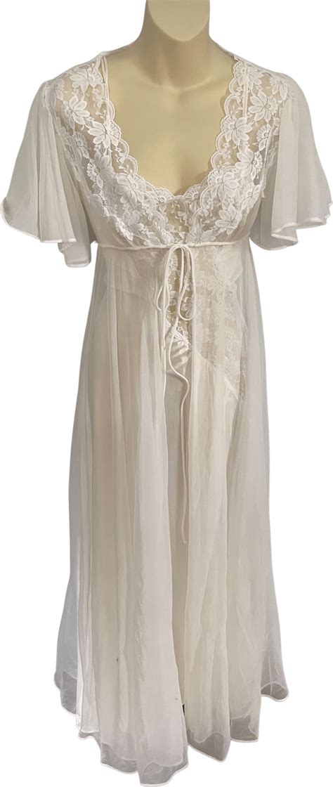 Vintage 80s Bridal Nightie And Robe Set By Val Mode Shop Thrilling