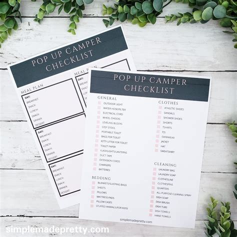 For starters, let's cover what you'll need to eat: Pop Up Camper Checklist Free Printable - Simple Made ...