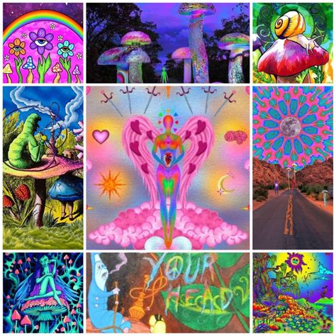 Psychedelic Trippy Wall Collage Kit Indie Aestheticdorm Etsy