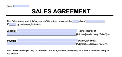 Free Sales Agreement Template Pdf And Word