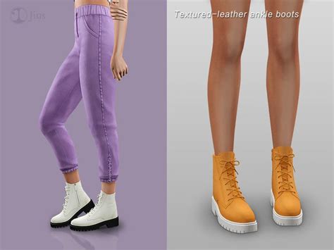 Textured Leather Ankle Boots Found In Tsr Category Sims 4 Shoes