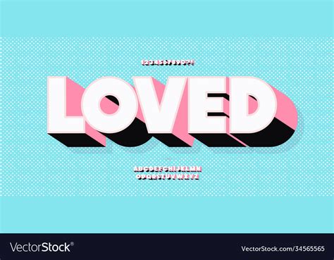 Loved Font 3d Trendy Typography Royalty Free Vector Image