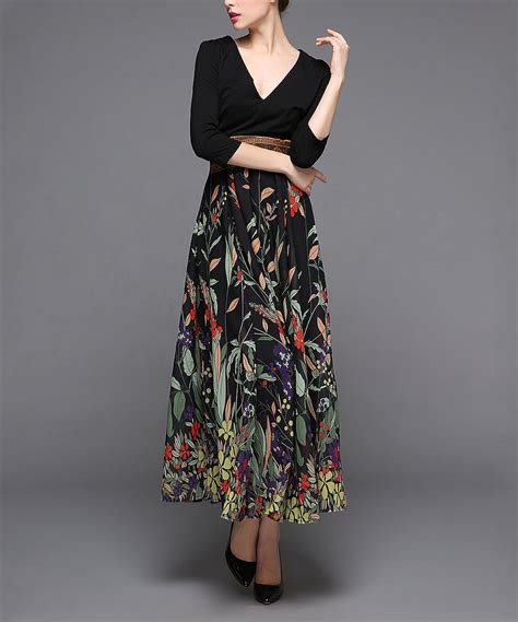 Ziyi Black And Green Floral Contrast Top Maxi Dress Top Maxi Dresses