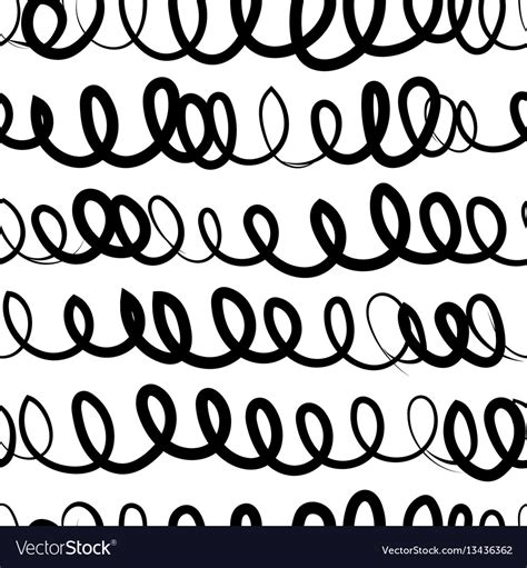 Abstract Doodle Curly Lines Seamless Pattern Vector Image