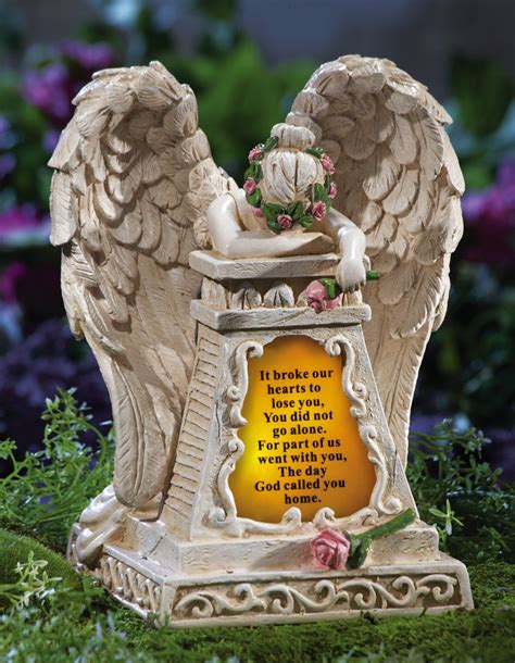 Solar Lighted Weeping Grieving Angel Memorial Tomb Stone Garden Grave